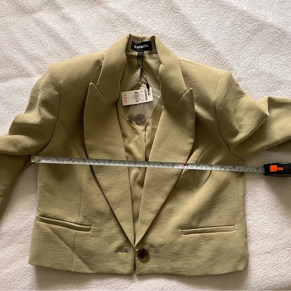NEW EXPRESS ELM PEAK LAPEL ONE BUTTON CROPPED BLAZER SZ S SMALL - Picture 7 of 7
